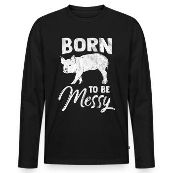 Schwein Geschenk Schweinchen Kinder Ferkel Sau Pig - Männer Premium Bio Langarmshirt - Schwarz - Vorne - Nico (187cm)