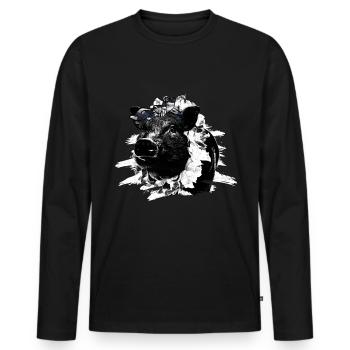 Schwein Tshirt Kinder Frauen Ferkel Pig Ferkelchen - Männer Premium Bio Langarmshirt - Schwarz - Vorne - Nico (187cm)