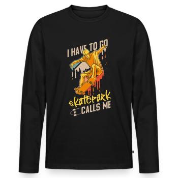 Skateboard Kickflip Gift Longboard Sk8er Sk8 - Men's Premium Organic Long Sleeve Shirt - black - Front - Nico (187cm)