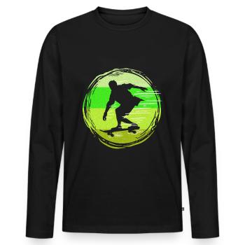 Skater Skateboard Cadeau Halfpipe Sk8 Ollie - T-shirt manches longues Premium bio Homme - noir - Devant - Nico (187cm)