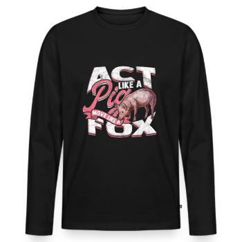 Schwein Geschenk Schweinchen Kinder Ferkel Sau Pig - Männer Premium Bio Langarmshirt - Schwarz - Vorne - Nico (187cm)