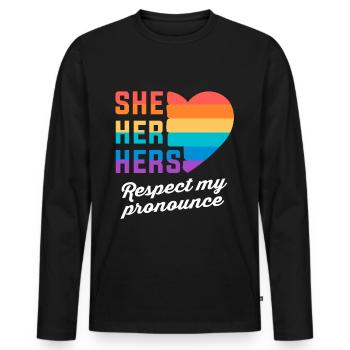 Trans Transgenre Transsexuel Cadeau Queer - T-shirt manches longues Premium bio Homme - noir - Devant - Nico (187cm)