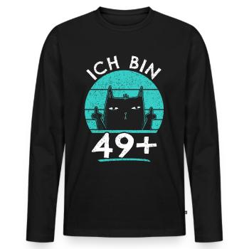 50. Geburtstag Frau 50er 50ter Ich bin 49+ plus - Männer Premium Bio Langarmshirt - Schwarz - Vorne - Nico (187cm)