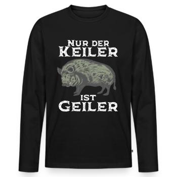 Geiler Keiler Wildschwein Jäger Tshirt - Männer Premium Bio Langarmshirt - Schwarz - Vorne - Nico (187cm)