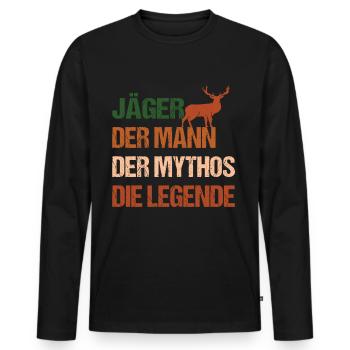 Drückjagd Jägerbekleidung Jagd T-Shirt - Männer Premium Bio Langarmshirt - Schwarz - Vorne - Nico (187cm)
