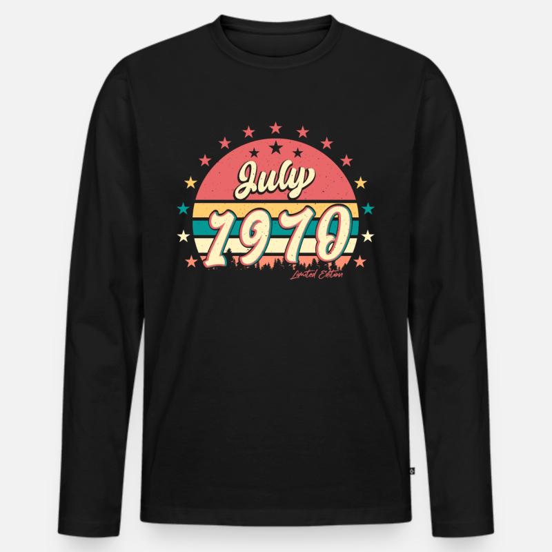 Retro 1970 Juli - Männer Premium Bio Langarmshirt - Schwarz