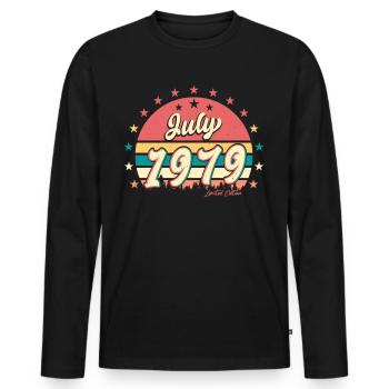 Né en juillet 1979 - T-shirt manches longues Premium bio Homme - noir - Devant - Nico (187cm)