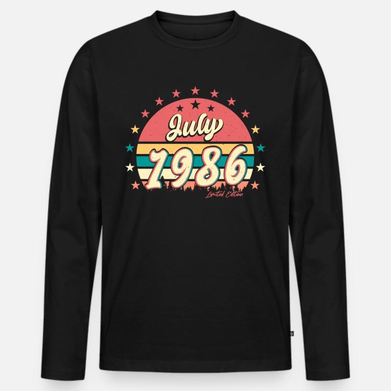 1986 Juli Beste Geschenkidee - Männer Premium Bio Langarmshirt - Schwarz