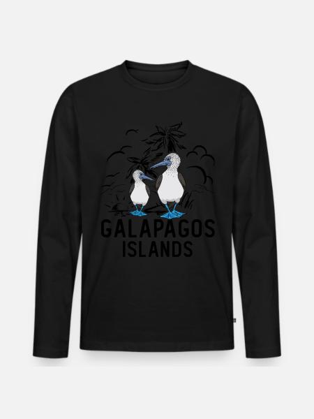 Gannets Sjöfåglar Blåfotade - Ekologisk långärmad premium-T-shirt herr - svart
