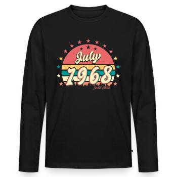 Retro 1968 Juli - Männer Premium Bio Langarmshirt - Schwarz - Vorne - Nico (187cm)