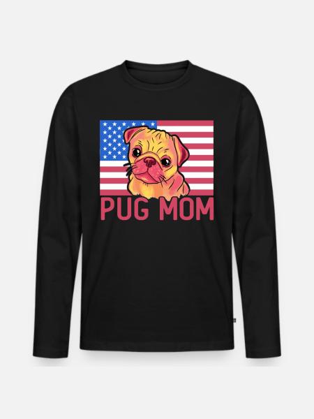 Pug Mom - Men's Premium Organic Long Sleeve Shirt - black