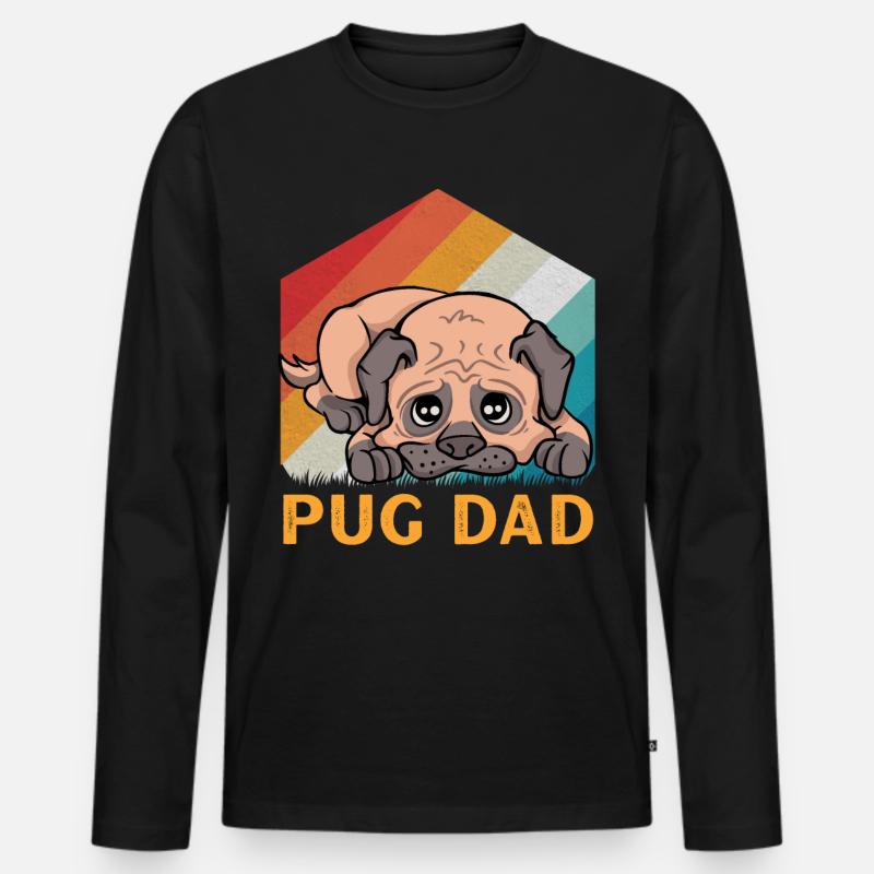 Pug Dad - Männer Premium Bio Langarmshirt - Schwarz