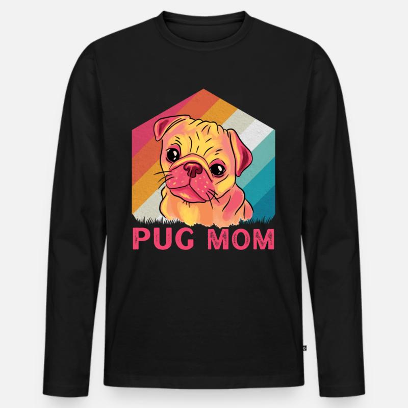 Pug Mom - Männer Premium Bio Langarmshirt - Schwarz