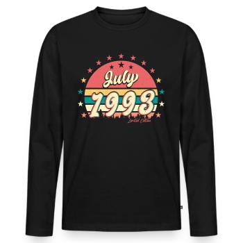 Baujahr 1993 Im Juli - Männer Premium Bio Langarmshirt - Schwarz - Vorne - Nico (187cm)