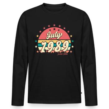 Année de construction 1989 en juillet - T-shirt manches longues Premium bio Homme - noir - Devant - Nico (187cm)