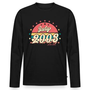 Bestes Lebensjahr Juli 2003 - Männer Premium Bio Langarmshirt - Schwarz - Vorne - Nico (187cm)