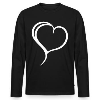 Plain White Heart - Men's Premium Organic Long Sleeve Shirt - black - Front - Nico (187cm)