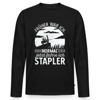 Staplerfahrer Gabelstaplerfahrer Stapler Lagerist - Männer Premium Bio Langarmshirt - Schwarz - Vorne - Nico (187cm)
