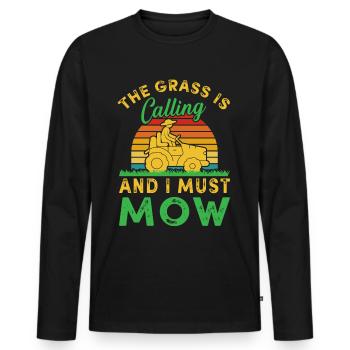 Motif de tondeuse à gazon pour hommes pour les jardiniers paysagistes - T-shirt manches longues Premium bio Homme - noir - Devant - Nico (187cm)