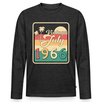 Juillet 1966 Millésime - T-shirt manches longues Premium bio Homme - anthracite chiné - Devant - Nico (187cm)