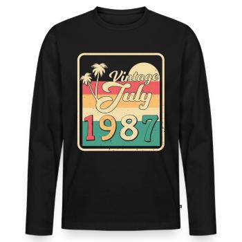 Geburtstagsgruss Für Juli 1987 - Männer Premium Bio Langarmshirt - Schwarz - Vorne - Nico (187cm)