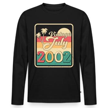 20 ans en juillet 2002 - T-shirt manches longues Premium bio Homme - noir - Devant - Nico (187cm)