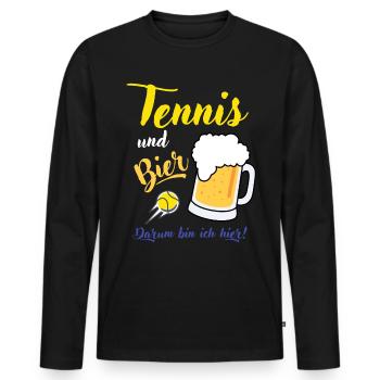 Tennis und Bier Spruch Geschenk Tennisspieler - Männer Premium Bio Langarmshirt - Schwarz - Vorne - Nico (187cm)