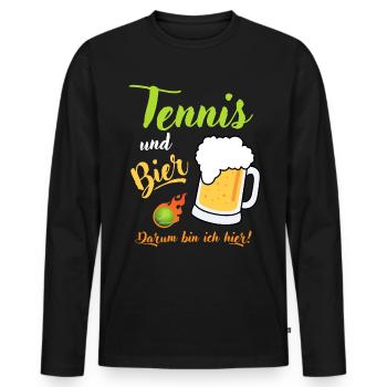 Tennis und Bier Tennisspieler Tennismatch Geschenk - Männer Premium Bio Langarmshirt - Schwarz - Vorne - Nico (187cm)