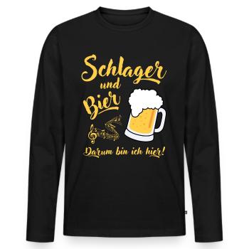 Schlager und Bier darum bin ich hier Malle Spruch - Männer Premium Bio Langarmshirt - Schwarz - Vorne - Nico (187cm)