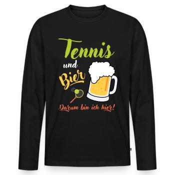 Tennis und Bier Spruch Geschenk Tennisspieler - Männer Premium Bio Langarmshirt - Schwarz - Vorne - Nico (187cm)