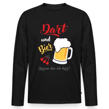 Dart und Bier Dartspieler Dartspruch Geschenk Spaß - Männer Premium Bio Langarmshirt - Schwarz - Vorne - Nico (187cm)