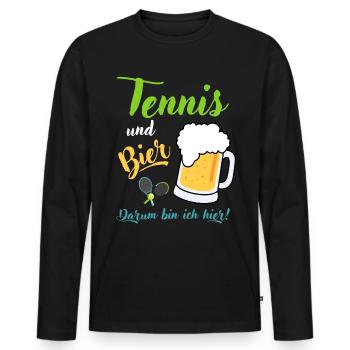Tennis und Bier Tennistrainer Spruch Geschenk - Männer Premium Bio Langarmshirt - Schwarz - Vorne - Nico (187cm)