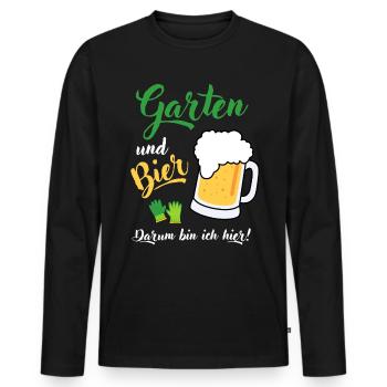 Garten und Bier Hobbygärtner Gartenarbeit Spruch - Männer Premium Bio Langarmshirt - Schwarz - Vorne - Nico (187cm)