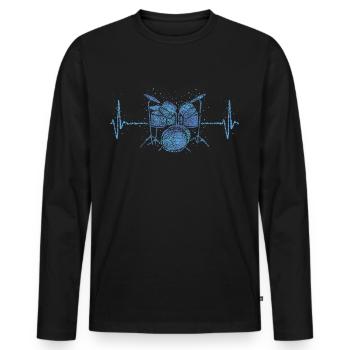 Batterie Batteur Batteur Batterie - T-shirt manches longues Premium bio Homme - noir - Devant - Nico (187cm)