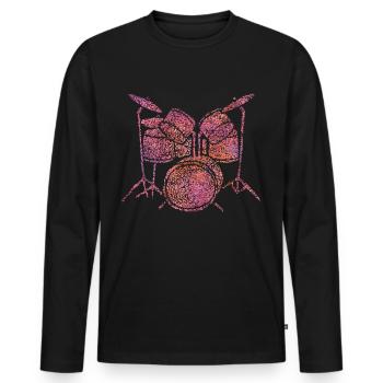 Batteur Batterie Batterie - T-shirt manches longues Premium bio Homme - noir - Devant - Nico (187cm)