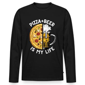 PIZZA and BEER is my life - T-shirt manches longues Premium bio Homme - noir - Devant - Nico (187cm)
