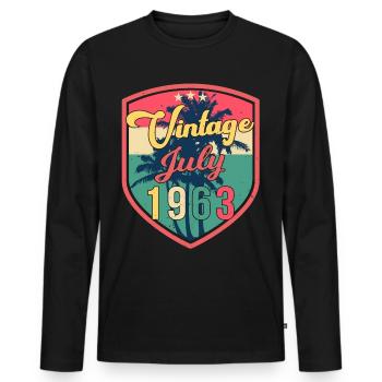 Millésime 1963 Juillet - T-shirt manches longues Premium bio Homme - noir - Devant - Nico (187cm)