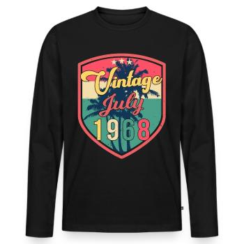 Retro 1968 Im Juli - Männer Premium Bio Langarmshirt - Schwarz - Vorne - Nico (187cm)
