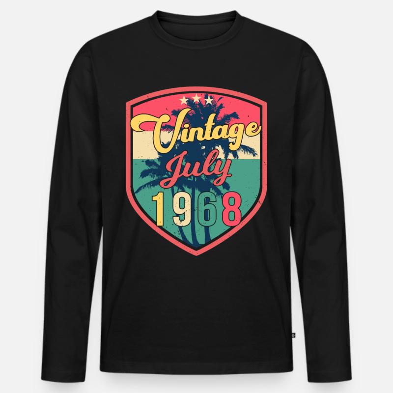 Retro 1968 Im Juli - Männer Premium Bio Langarmshirt - Schwarz