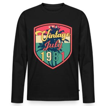 Légendaire juillet 1981 - T-shirt manches longues Premium bio Homme - noir - Devant - Nico (187cm)