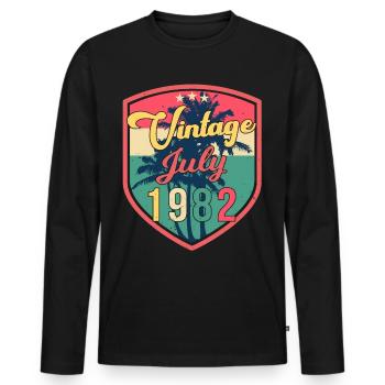 July 1982 40th birthday - Men's Premium Organic Long Sleeve Shirt - black - Front - Nico (187cm)