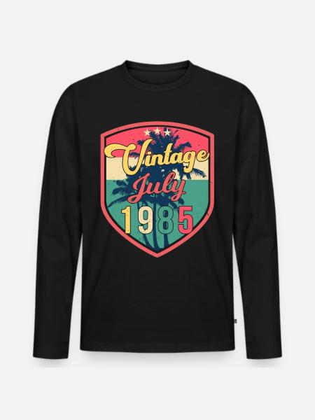 1985 Juli Beste Geschenkidee - Männer Premium Bio Langarmshirt - Schwarz