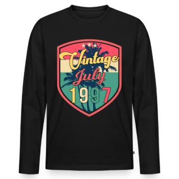 Salutations d’anniversaire cool juillet 1997 - T-shirt manches longues Premium bio Homme - noir - Devant - Nico (187cm)