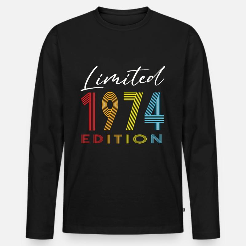 Limited Edition 1974 - Männer Premium Bio Langarmshirt - Schwarz