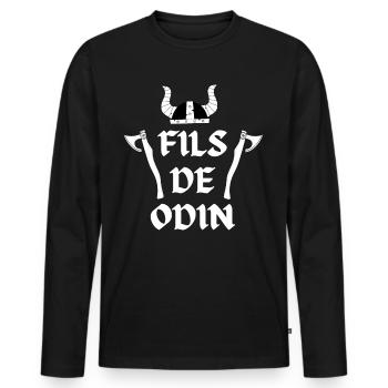 Fils de Odin - T-shirt manches longues Premium bio Homme - noir - Devant - Nico (187cm)