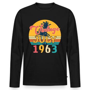 1963 Im Juli Geschenkidee - Männer Premium Bio Langarmshirt - Schwarz - Vorne - Nico (187cm)