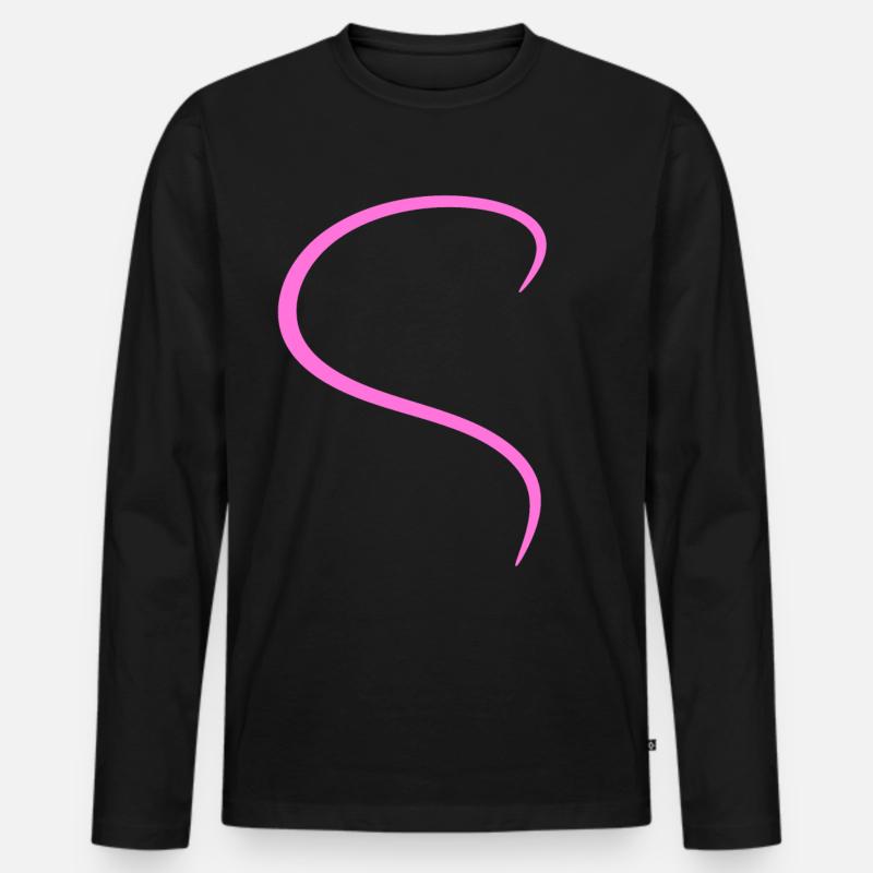 Pinkes Halbes Herz Design - Männer Premium Bio Langarmshirt - Schwarz