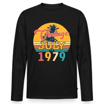 Né en juillet 1979 - T-shirt manches longues Premium bio Homme - noir - Devant - Nico (187cm)