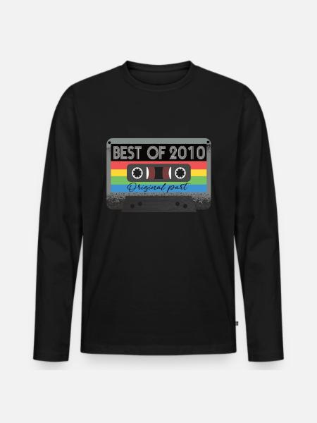 Best Of 2010 Vintage Kassette Retro Geburtstag - Männer Premium Bio Langarmshirt - Schwarz