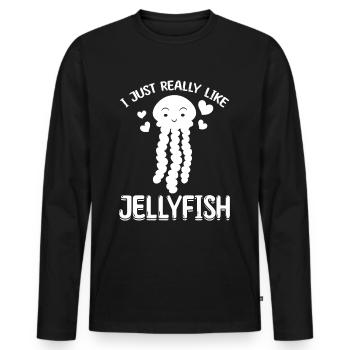 Méduses Lover Méduse Je m’aime les méduses - T-shirt manches longues Premium bio Homme - noir - Devant - Nico (187cm)